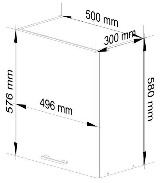 Závěsná kuchyňská skříňka 50 cm VERMINA - bílá / šedá