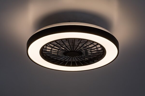 RABALUX 71336 Dalfon2 stropní svítidlo s ventilátorem D480mm LED 40W/2200lm 3000+4000+6000K černá, stmívatelné, dálkový ovladač
