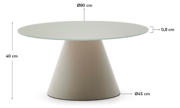 Matně šedý skleněný kulatý konferenční stolek Kave Home Wilshire 80 cm