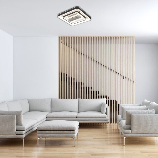 RABALUX 71341 Aireon stropní svítidlo s ventilátorem 480x480mm LED 50W/2200lm 3000+4000+6000K černá, stmívatelné, dálkový ovladač
