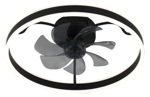 RABALUX 71337 Fanfy stropní svítidlo s ventilátorem D500mm LED 40W/2200lm 3000+4000+6000K černá, stmívatelné, dálkový ovladač