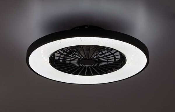 RABALUX 71334 Dalfon2 stropní svítidlo s ventilátorem D540mm LED 72W/2100lm 3000-6500K černá, stmívatelné, dálkový ovladač, starlight efekt