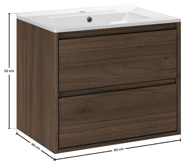 Comad Koupelnová skříňka s nábytkovým umyvadlem Viola Villa 60 walnut villa