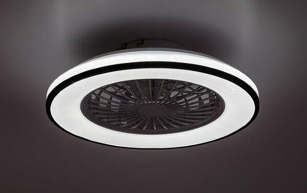 RABALUX 71331 Dalfon2 stropní svítidlo s ventilátorem D485mm LED 48W/2800lm 3000-6500K černá, stmívatelné, dálkový ovladač, starlight efekt