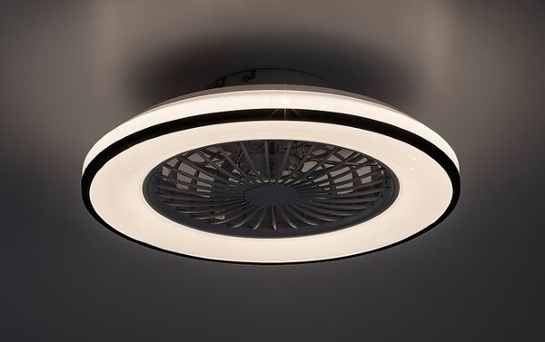 RABALUX 71331 Dalfon2 stropní svítidlo s ventilátorem D485mm LED 48W/2800lm 3000-6500K černá, stmívatelné, dálkový ovladač, starlight efekt