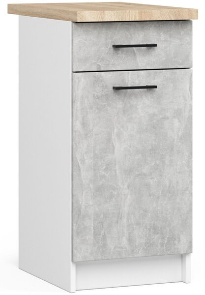 Dolní kuchyňská skříňka 40 cm VERMINA se šuplíkem - bílá / beton