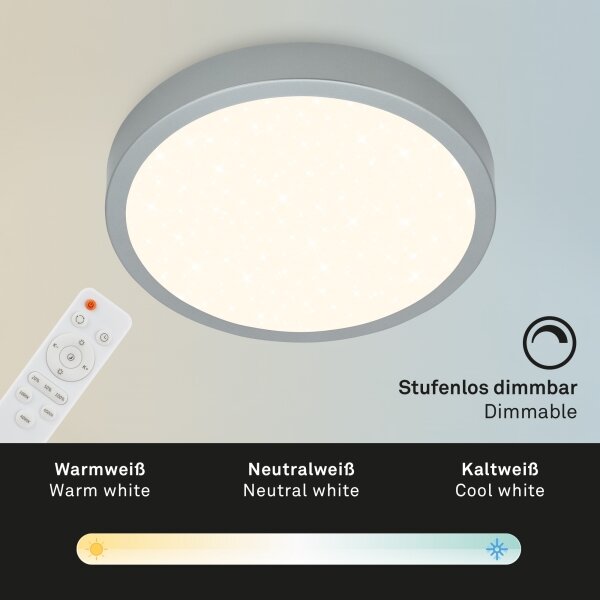 Briloner 3704-014-LED Stmívatelné stropní svítidlo RUNA LED/22W/230V stříbrná+DO