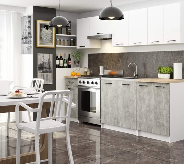Dolní kuchyňská skříňka 50 cm VERMINA se šuplíkem - bílá / beton