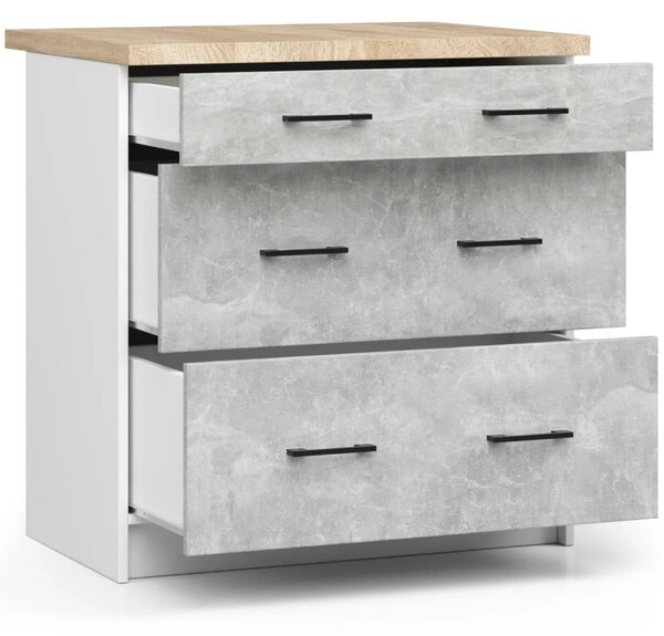 Kuchyňská skříňka se šuplíky 80 cm VERMINA - bílá / beton