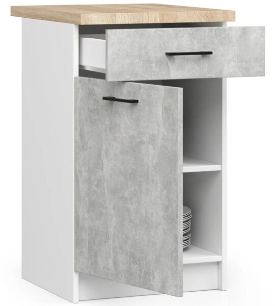 Dolní kuchyňská skříňka 50 cm VERMINA se šuplíkem - bílá / beton
