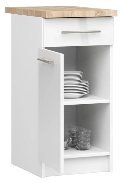 Dolní kuchyňská skříňka 40 cm VERMINA se šuplíkem - bílá / bílá lesklá