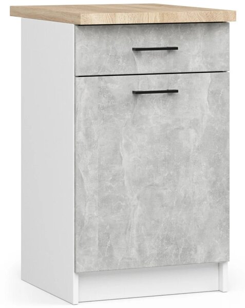 Dolní kuchyňská skříňka 50 cm VERMINA se šuplíkem - bílá / beton