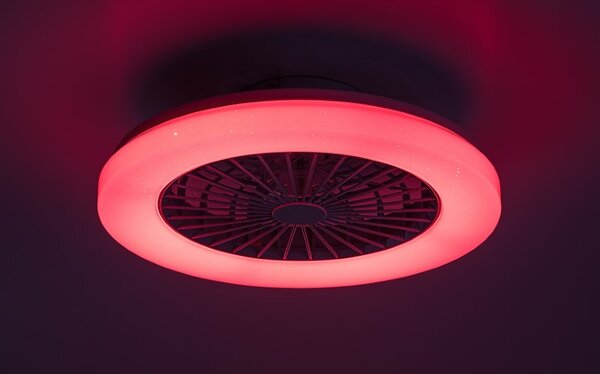 RABALUX 71333 Dalfon2 stropní svítidlo s ventilátorem D485mm LED 48W/3500lm 3000-6500K bílá, stmívatelné, dálkový ovladač, starlight efekt