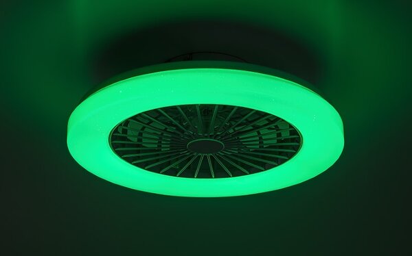 RABALUX 71333 Dalfon2 stropní svítidlo s ventilátorem D485mm LED 48W/3500lm 3000-6500K bílá, stmívatelné, dálkový ovladač, starlight efekt