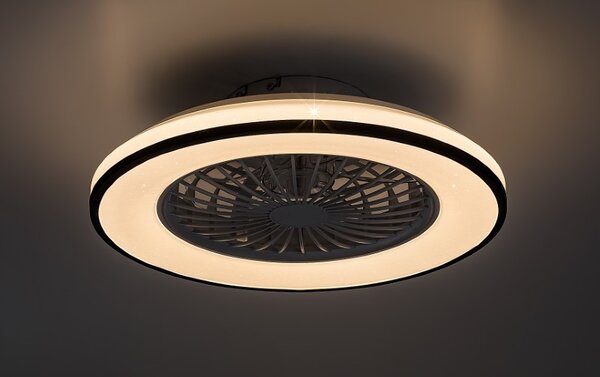 RABALUX 71331 Dalfon2 stropní svítidlo s ventilátorem D485mm LED 48W/2800lm 3000-6500K černá, stmívatelné, dálkový ovladač, starlight efekt