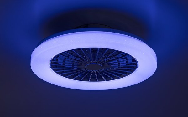 RABALUX 71333 Dalfon2 stropní svítidlo s ventilátorem D485mm LED 48W/3500lm 3000-6500K bílá, stmívatelné, dálkový ovladač, starlight efekt