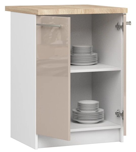 Dolní kuchyňská skříňka 60 cm VERMINA - bílá / cappuccino lesklá