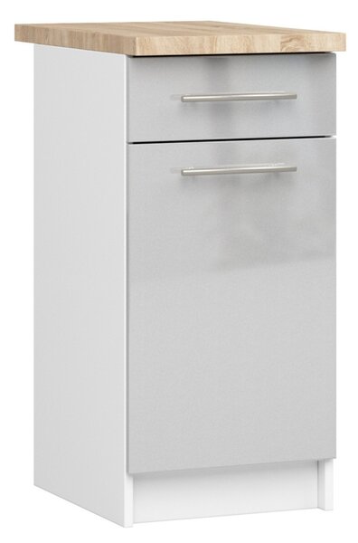 Dolní kuchyňská skříňka 40 cm VERMINA se šuplíkem - bílá / světle šedá lesklá