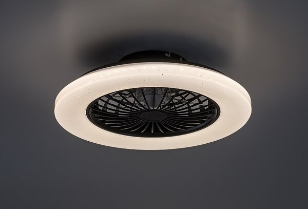 RABALUX 71329 Dalfon2 stropní svítidlo s ventilátorem D485mm LED 48W/1900lm 3000-6500K černá, stmívatelné, dálkový ovladač, starlight efekt