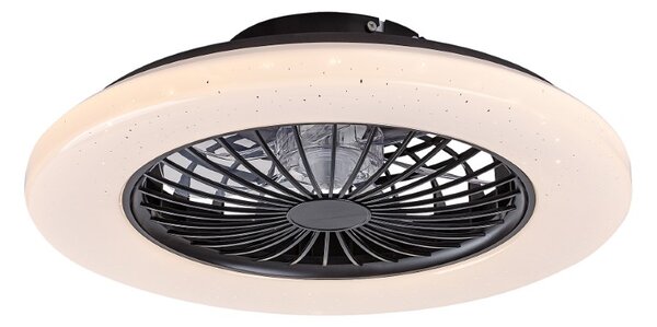 RABALUX 71329 Dalfon2 stropní svítidlo s ventilátorem D485mm LED 48W/1900lm 3000-6500K černá, stmívatelné, dálkový ovladač, starlight efekt