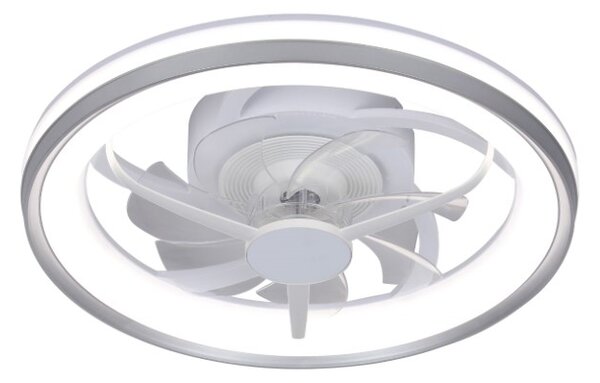 RABALUX 71335 Fanricius stropní svítidlo s ventilátorem D480mm LED 40W/2200lm 3000+4000+6000K stříbrná, stmívatelné, dálkový ovladač
