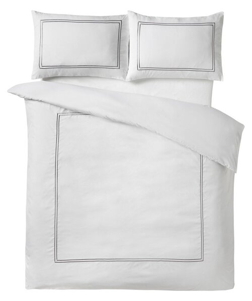 Bílé saténové povlečení na jednolůžko 135x200 cm So Soft Mono Satin Stitch – Catherine Lansfield