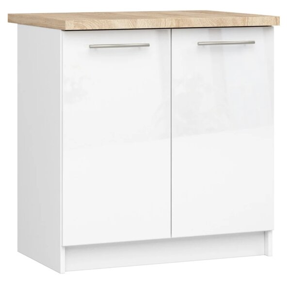 Dolní kuchyňská skříňka 80 cm VERMINA - bílá / bílá lesklá