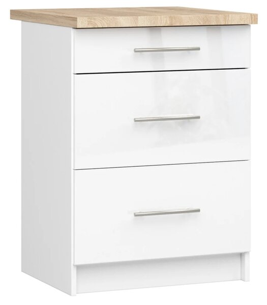 Kuchyňská skříňka se šuplíky 60 cm VERMINA - bílá / bílá lesklá