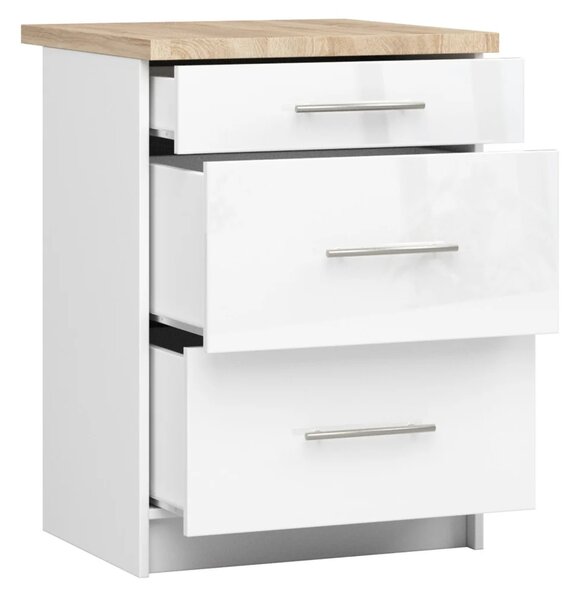 Kuchyňská skříňka se šuplíky 60 cm VERMINA - bílá / bílá lesklá