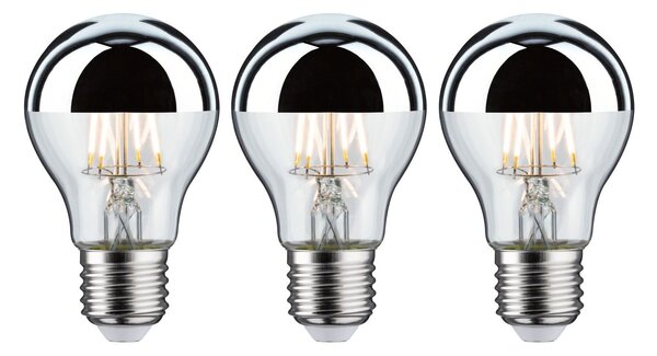 P 5065 Sada LED žárovka E27 230V 3x6,5W 2700K zrcadlový svrchlík stříbrná - PAULMANN