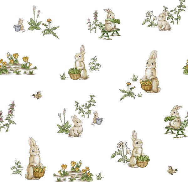 Tapeta srnky - Dancing Deer Green Materiál: Digitální eko vlies - klasická tapeta nesamolepicí