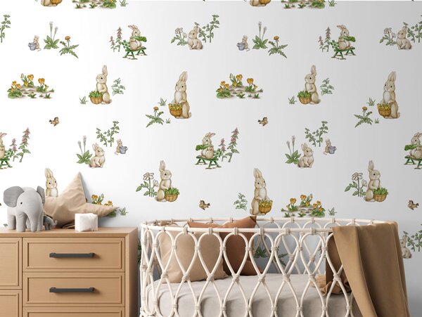 Tapeta srnky - Dancing Deer Green Materiál: Digitální eko vlies - klasická tapeta nesamolepicí