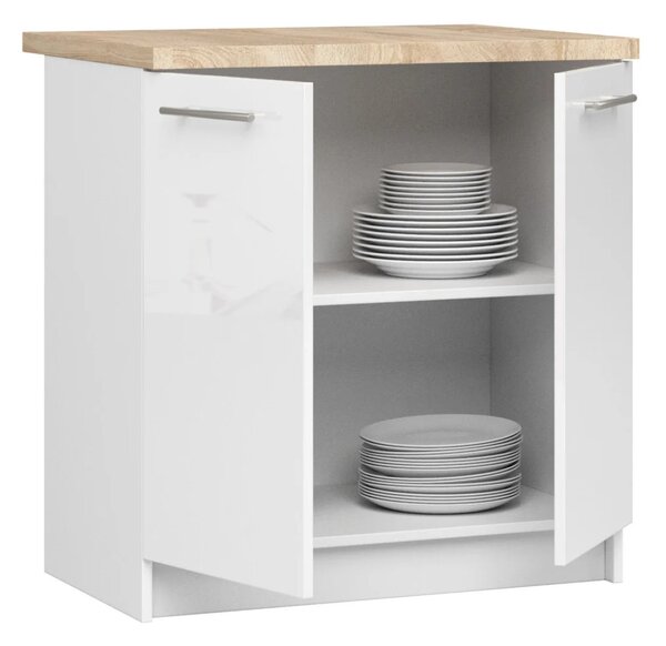 Dolní kuchyňská skříňka 80 cm VERMINA - bílá / bílá lesklá