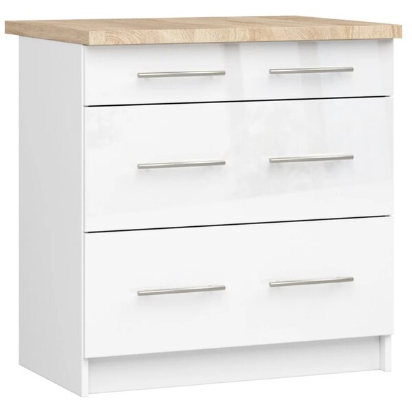 Kuchyňská skříňka se šuplíky 80 cm VERMINA - bílá / bílá lesklá