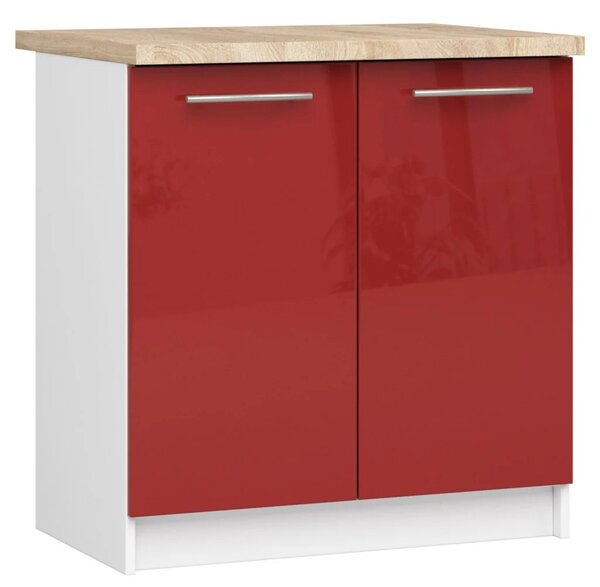 Dolní kuchyňská skříňka 80 cm VERMINA - bílá / červená lesklá