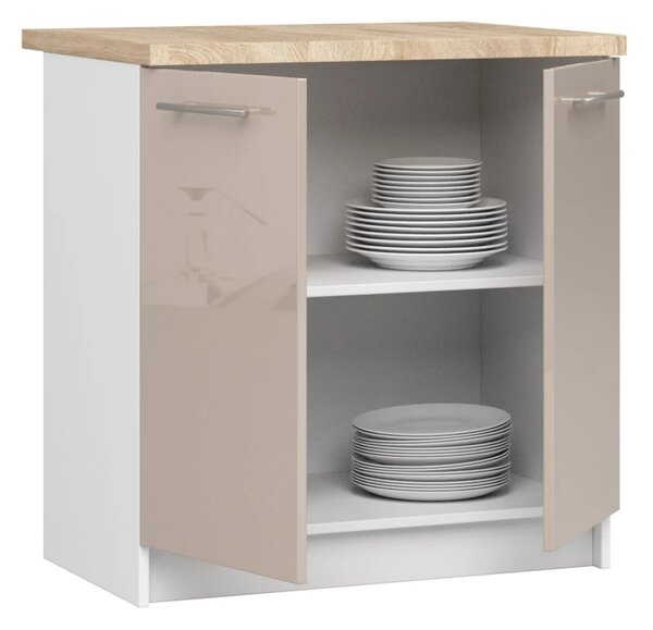 Dolní kuchyňská skříňka 80 cm VERMINA - bílá / cappuccino lesklá