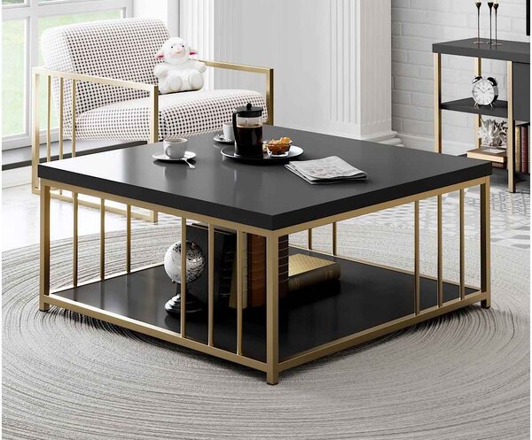 Designový konferenční stolek Natine 90 cm antracitový/zlatý