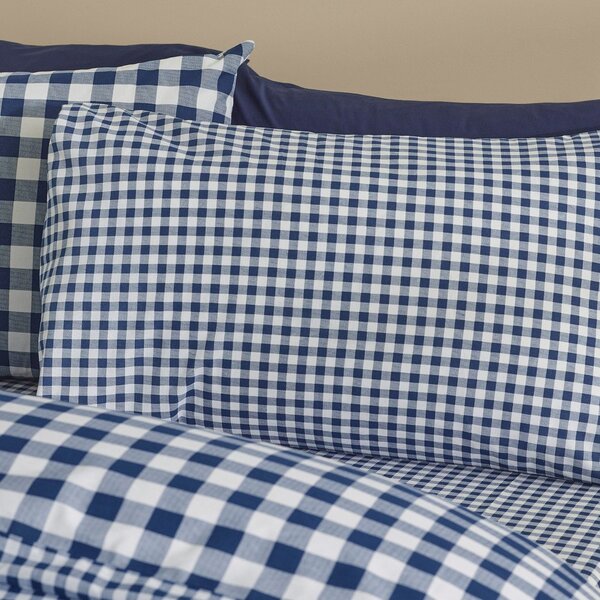 Tmavě modré povlečení na jednolůžko 135x200 cm Bamford Gingham Check – Catherine Lansfield