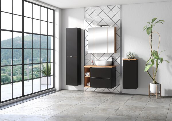 Comad Doplňková koupelnová skříňka vysoká Capri Cosmos 35 černá mat