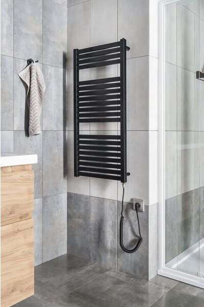 Aqualine - Koupelnový elektrický radiátor TONDI-E 300W 97x45 cm matná černá
