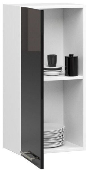 Horní kuchyňská skříňka 40 cm VERMINA - bílá / černá lesklá