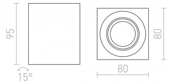 RED R10325 MAYO čtvercová výklopná přisazená česaný hliník 230V/700mA LED 9 - RED - DESIGN RENDL