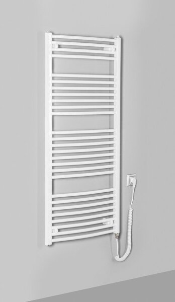 Aqualine - Koupelnový elektrický radiátor ORBIT-E 600W 132x60 cm bílá kulatý