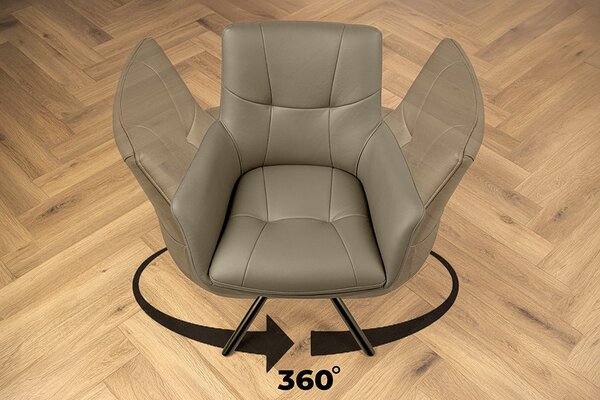 2SET jídelní židle SIGNATURE taupe/černá pravá kůže otočná Nábytek | Jídelní prostory | Jídelní židle | Křesložidle