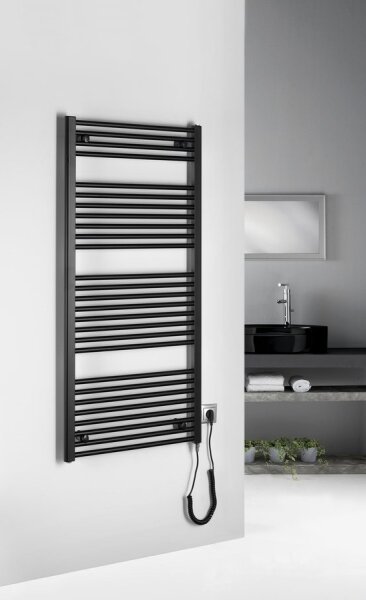 Aqualine - Koupelnový elektrický radiátor DIRECT-E 600W 132x60 cm matná černá