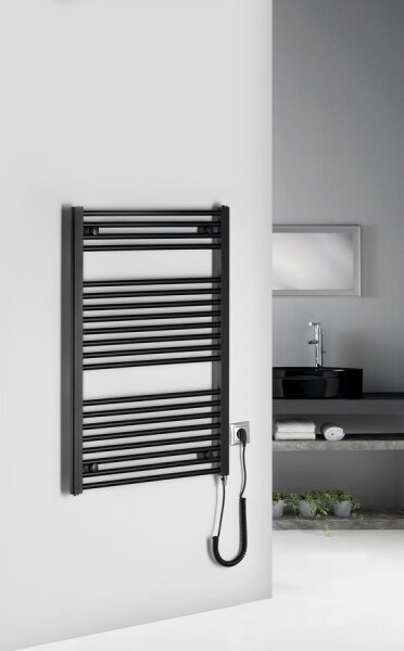 Aqualine - Koupelnový elektrický radiátor DIRECT-E 400W 96x60 cm matná černá