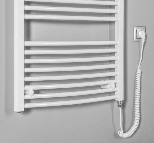 Aqualine - Koupelnový elektrický radiátor ORBIT-E 600W 132x60 cm bílá kulatý
