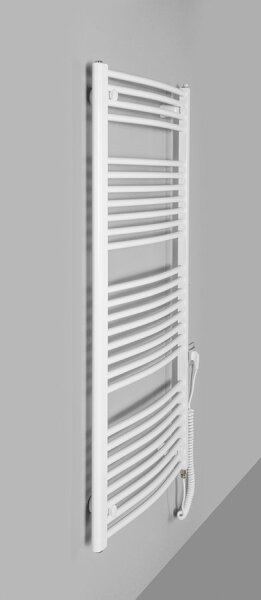Aqualine - Koupelnový elektrický radiátor ORBIT-E 600W 132x60 cm bílá kulatý