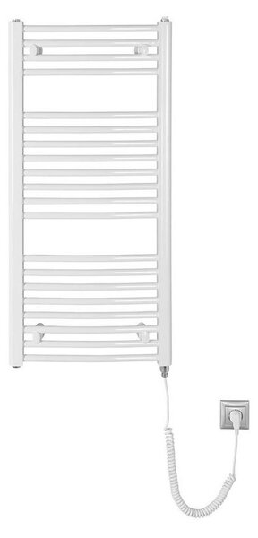 Aqualine - Koupelnový elektrický radiátor ORBIT-E 300W 96x45 cm bílá kulatý