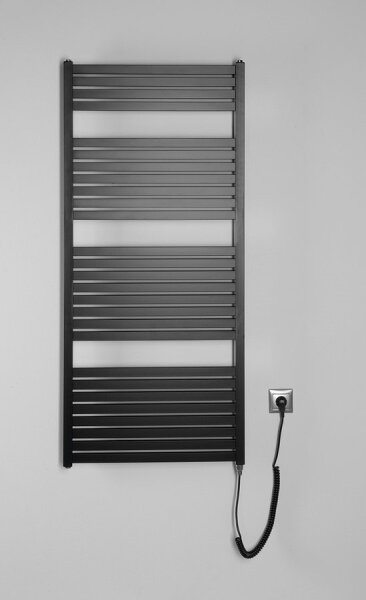 Aqualine - Koupelnový elektrický radiátor TONDI-E 600W 133x60 cm matná černá